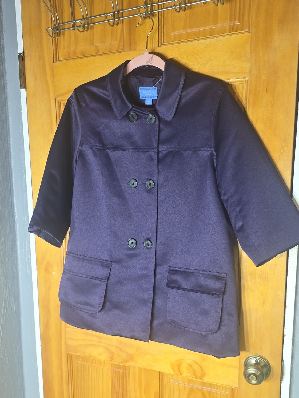 Simply Vera Vera Wang Purple Short-Sleeve Peacoat Medium Satiny